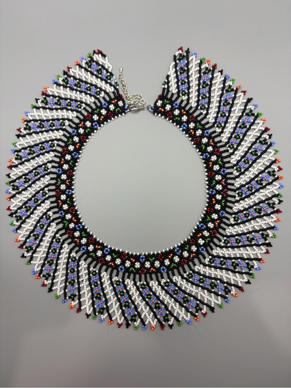 Handmade Multicolor Seed Bead Fringe Collar Necklace - Women Jewelry